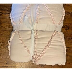 Pottery Barn Kids Casual Ruffle Quilt Blush Pink Full/Queen Minor Defect See Pic